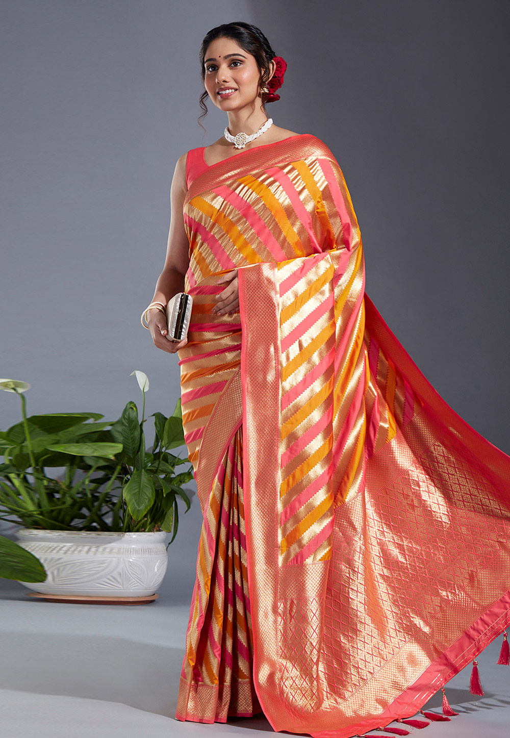 Mustard Banarasi Silk Saree 265968