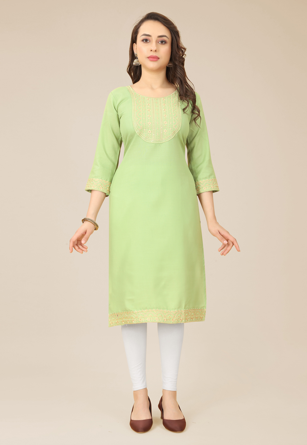 Pista Green Cotton Tunic 265869