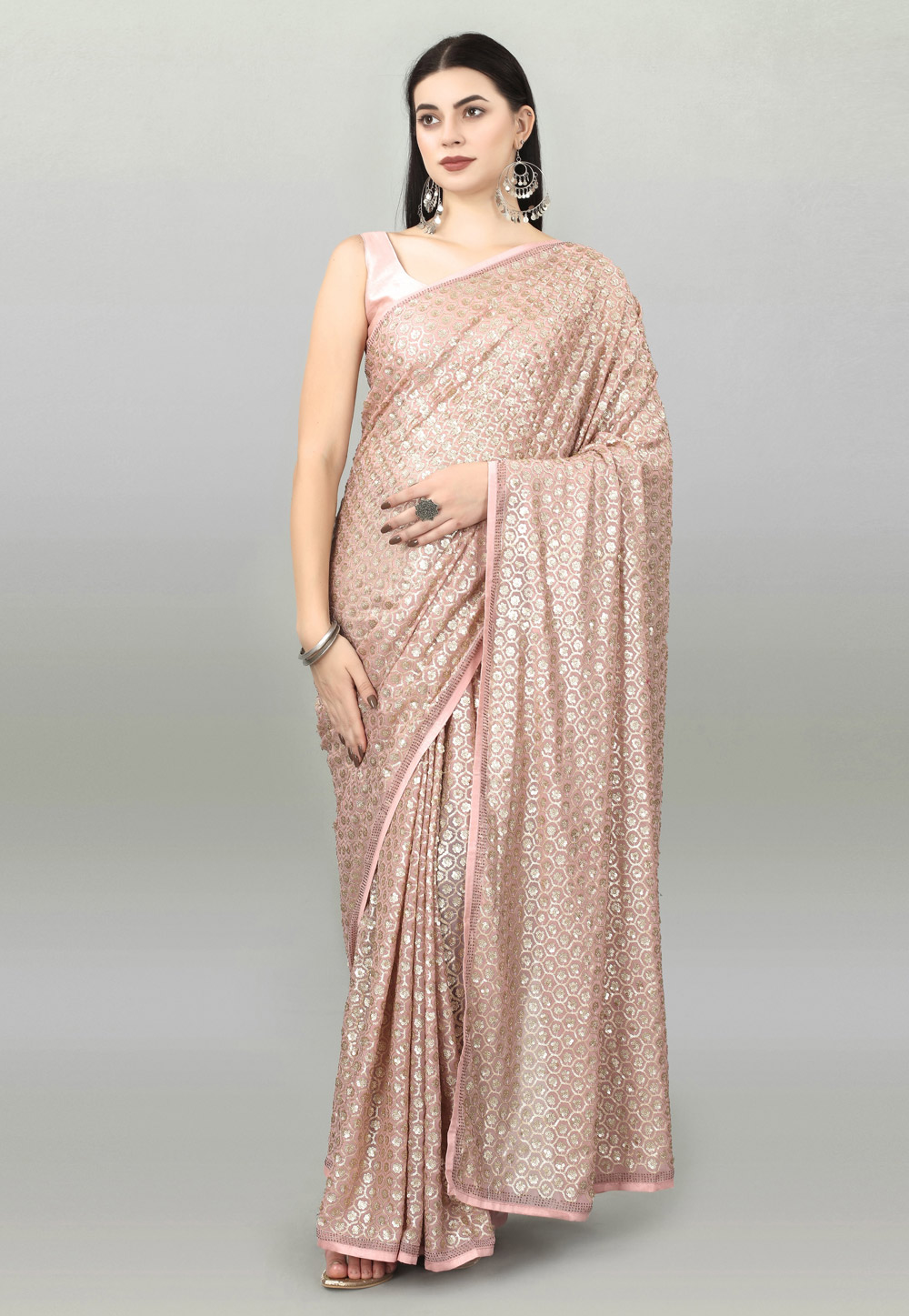 Pink Georgette Saree With Blouse 265980