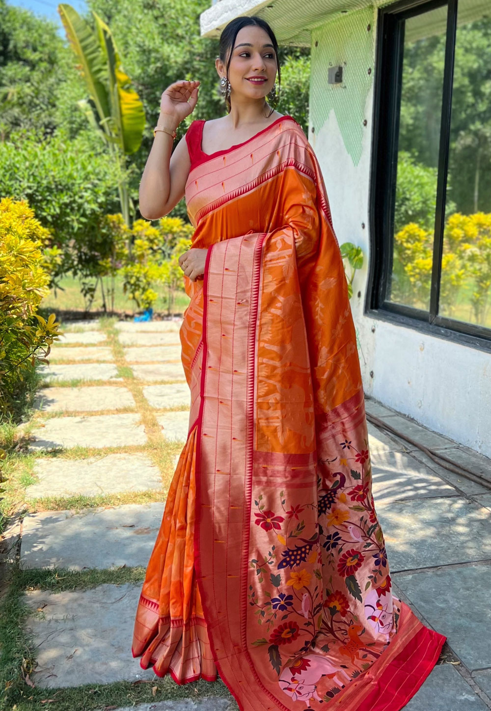Orange Soft Silk Paithani Saree 266247