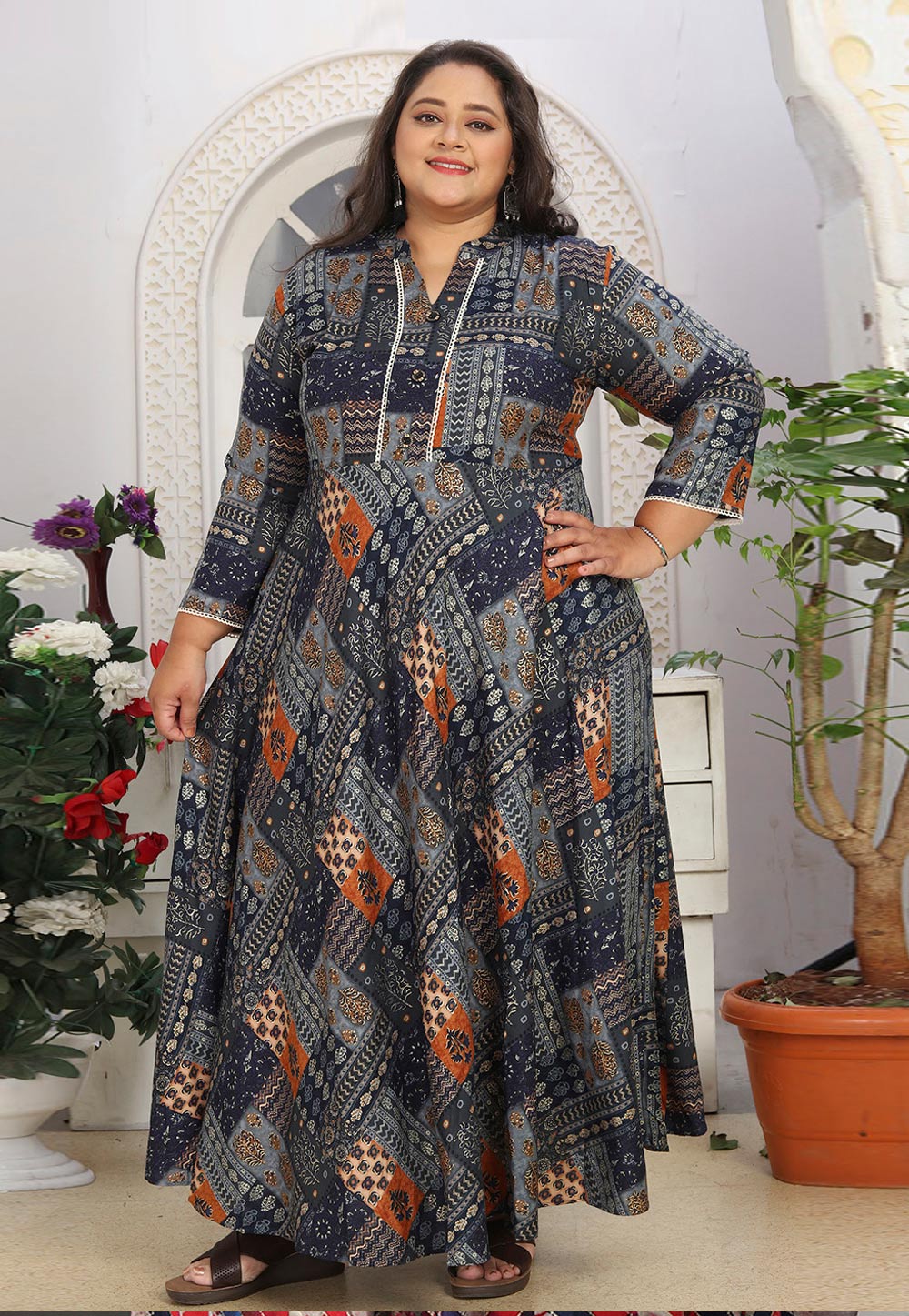 Chiffon Floral Print Fabric, Padded, Side Zipper Attached Fully Flair  Anarkali Kurti, Dupatta And Pent - Akaiswa Fashion - 4271380