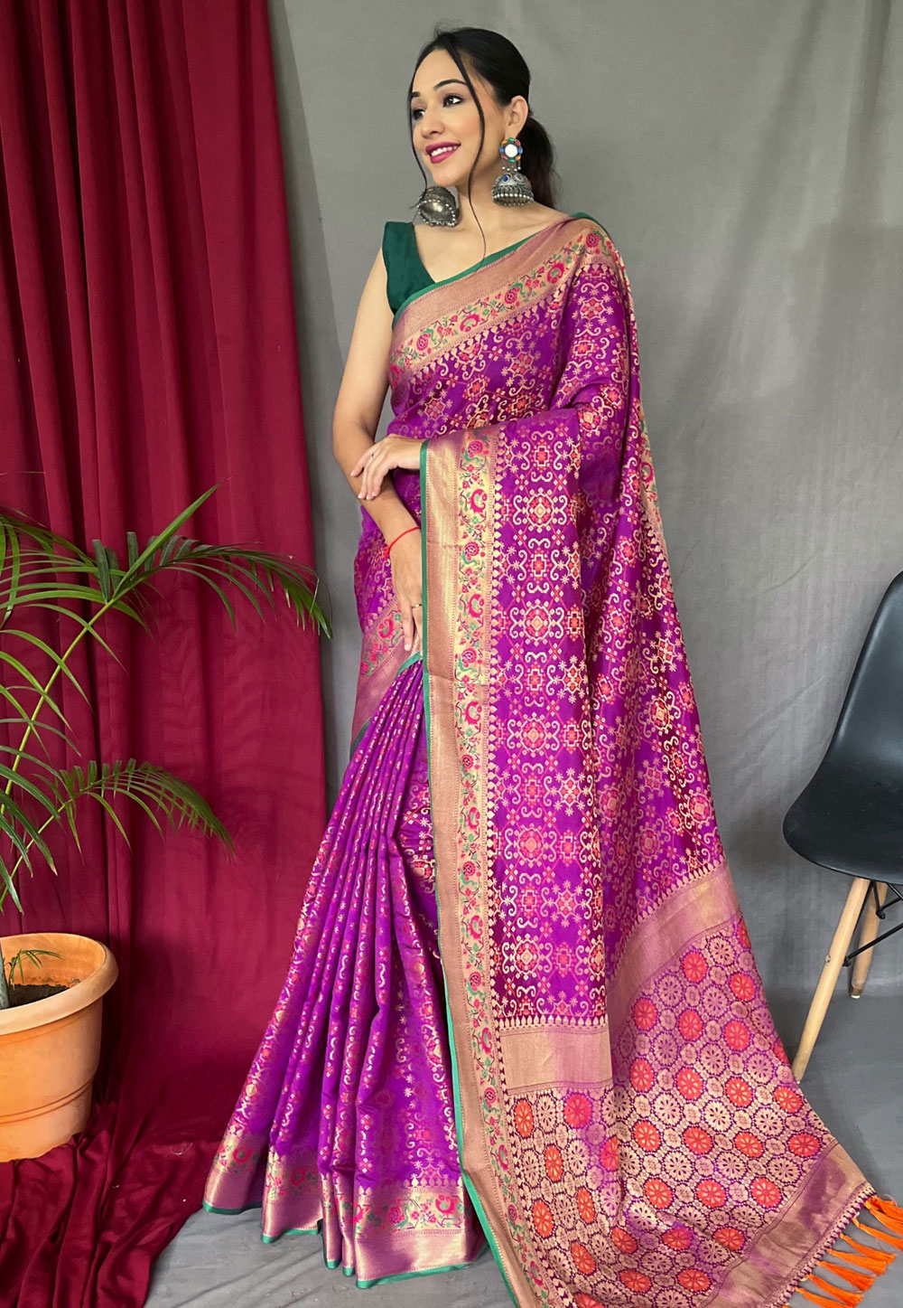Purple Patola Silk Saree With Blouse 266569