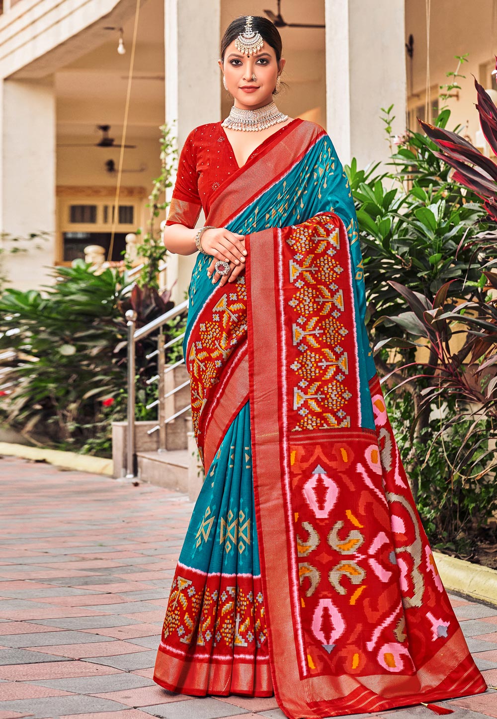 Turquoise Cotton Silk Saree With Blouse 266589