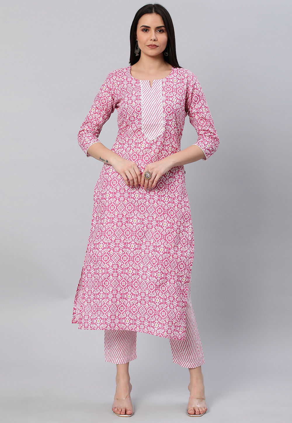 Pink Rayon Kurta Set With Pant 266673