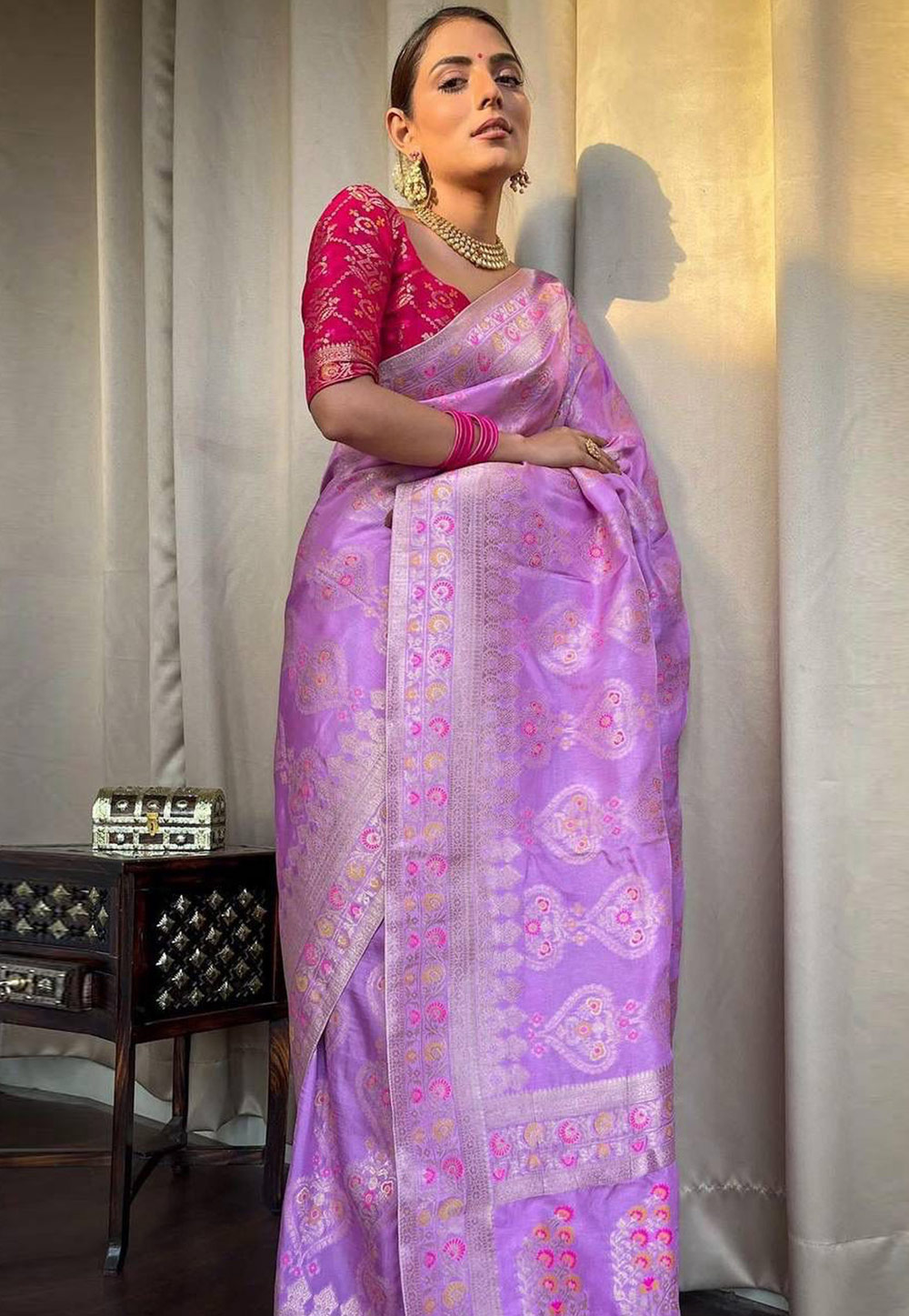 Lavender Banarasi Silk Saree 266808
