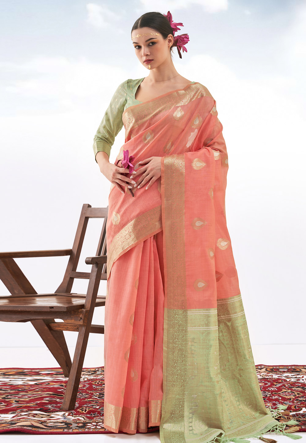 Pink Banarasi Silk Saree 266855