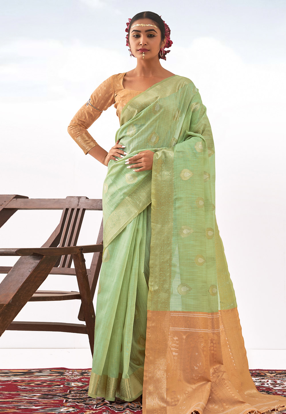 Pista Green Banarasi Silk Saree 266861
