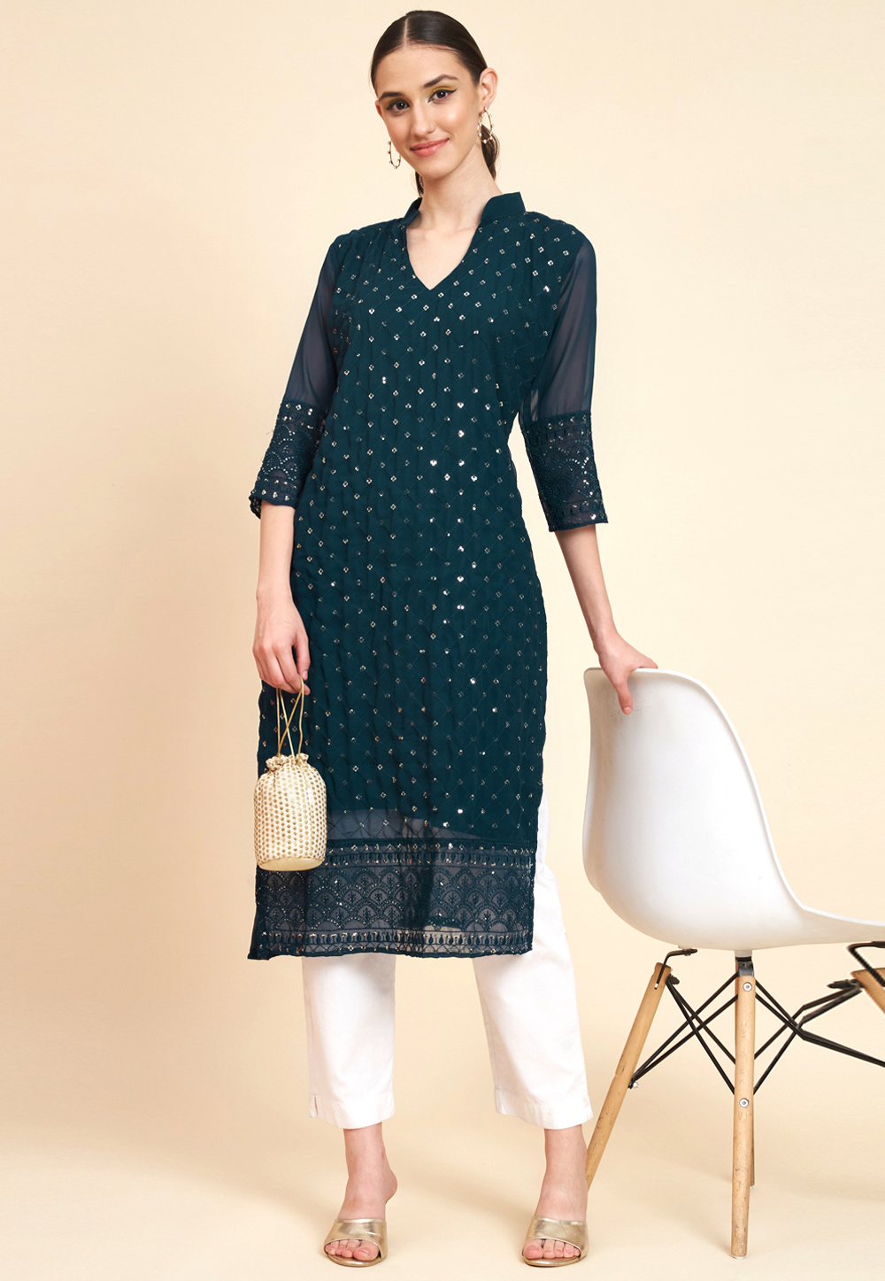 Teal Georgette Tunic 267028