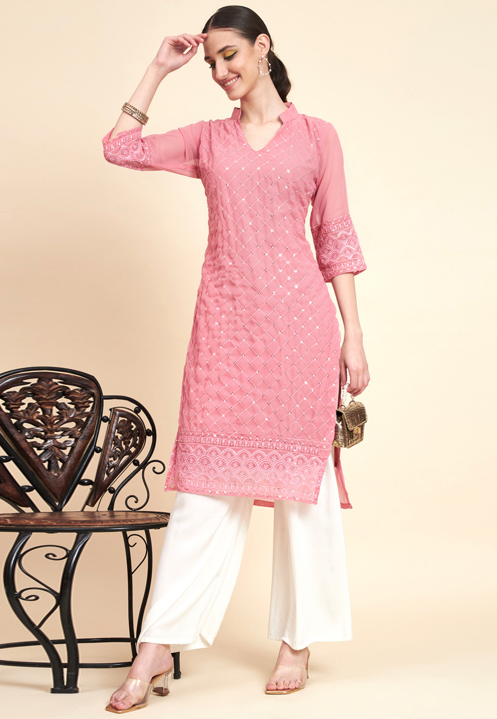 Pink Georgette Kurti 267029