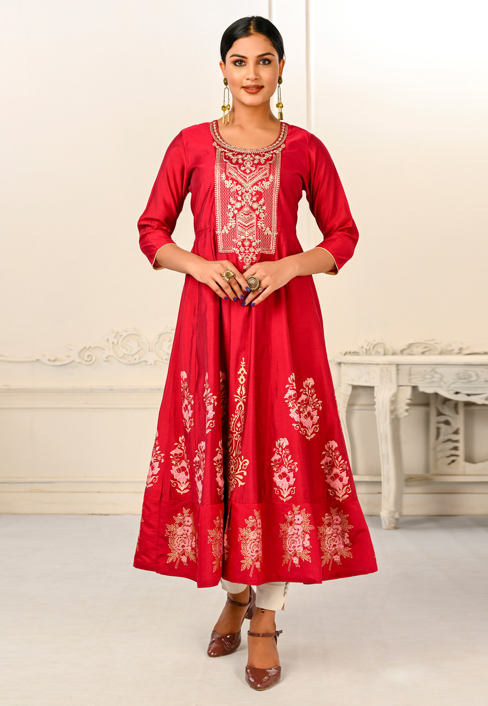 Red Cotton Long Tunic 267224