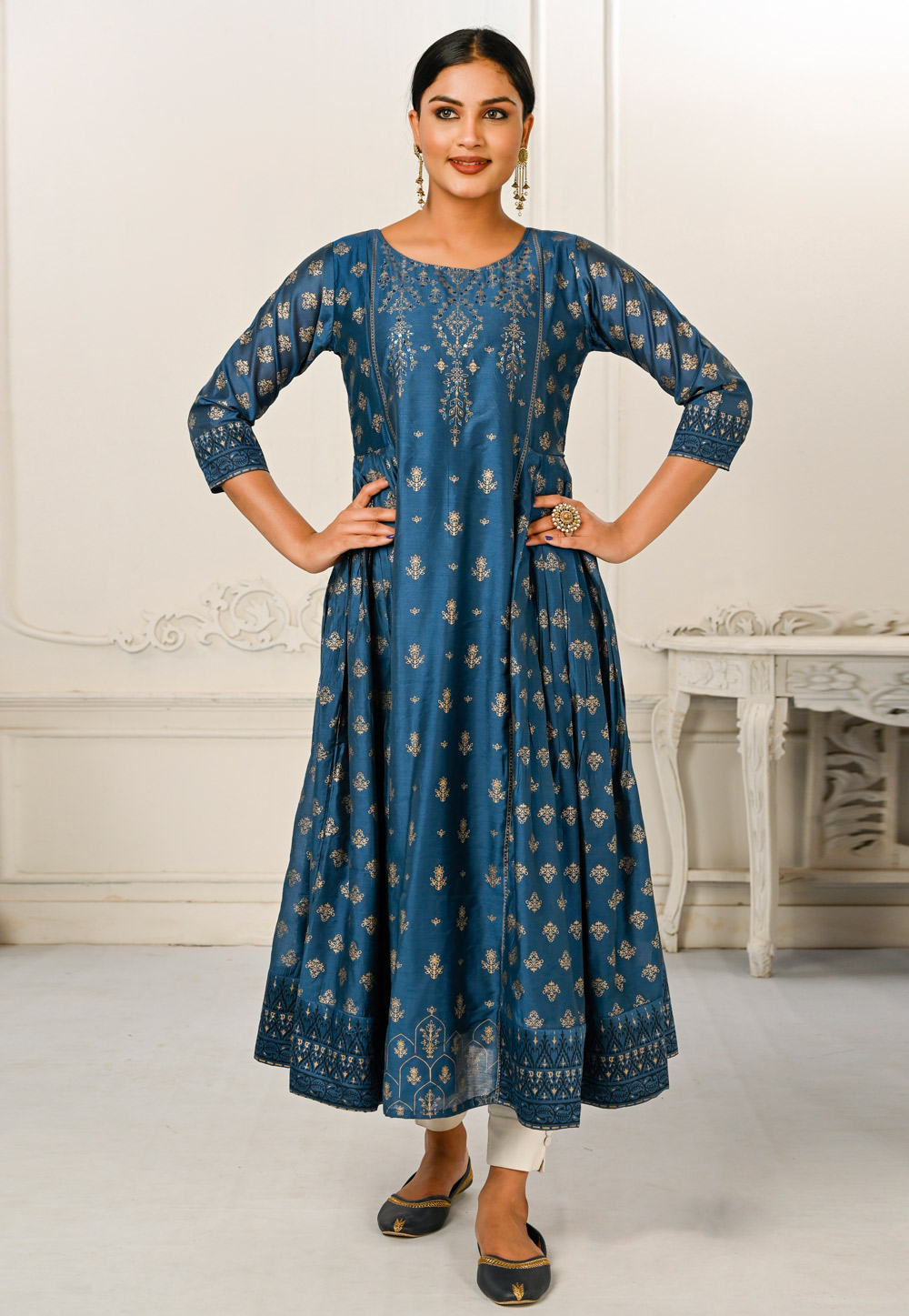 Navy Blue Cotton Long Tunic 267235