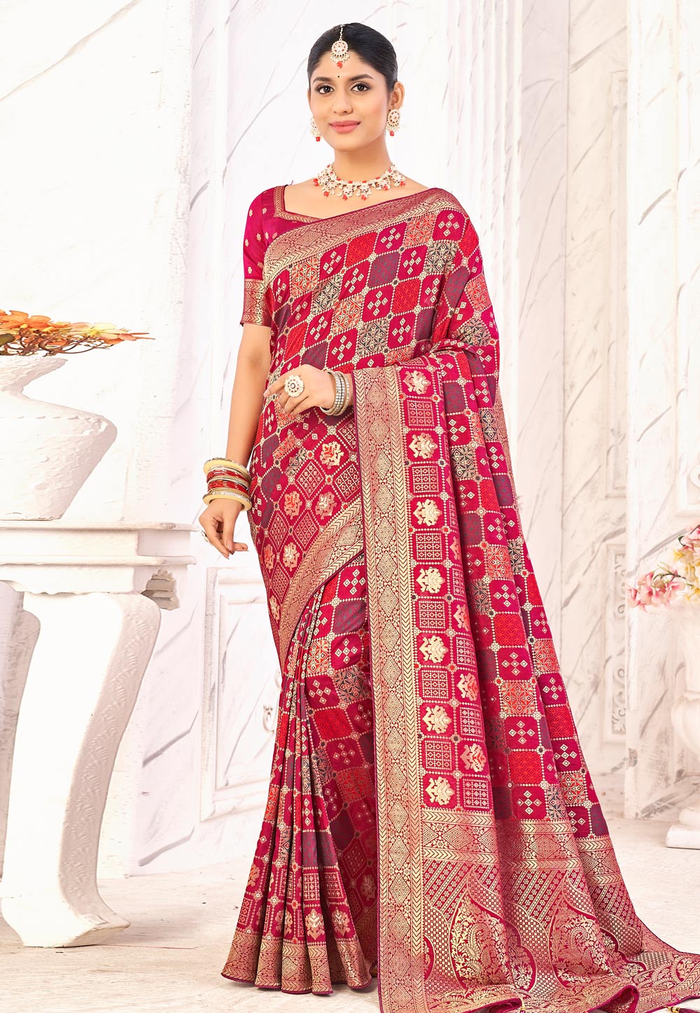 Maroon Silk Saree With Blouse 267644