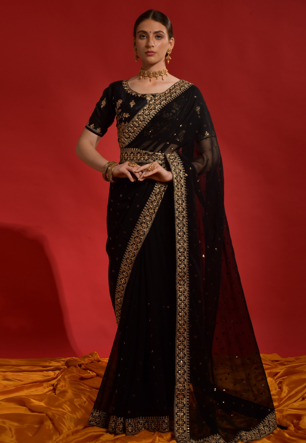 Black Georgette Saree With Blouse 267645