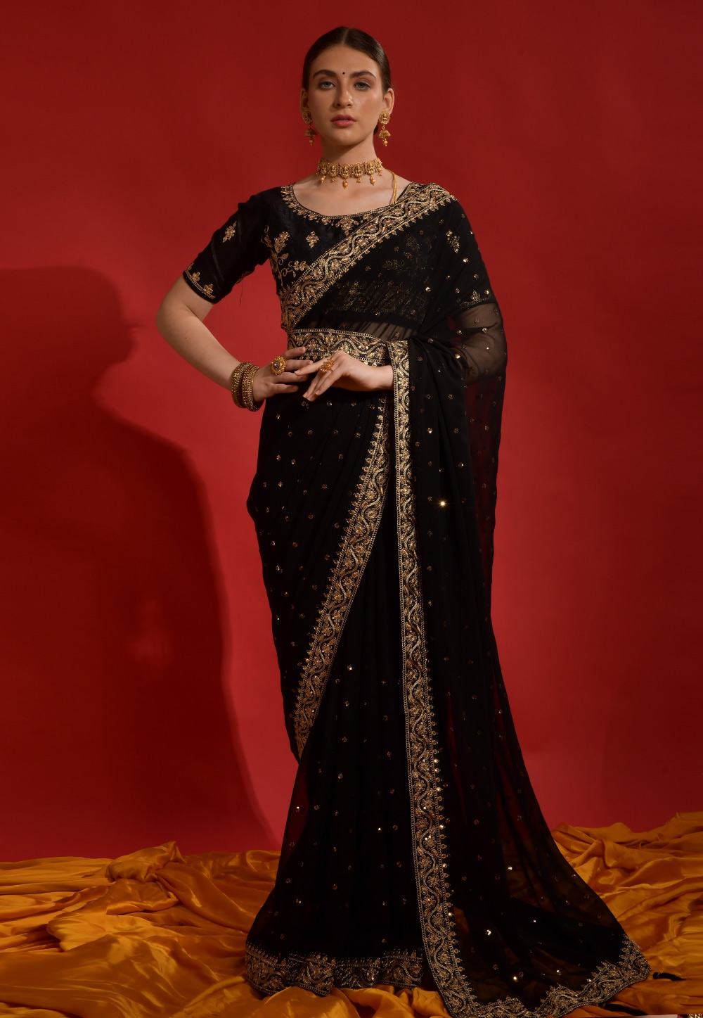 Black Georgette Saree With Blouse 267650
