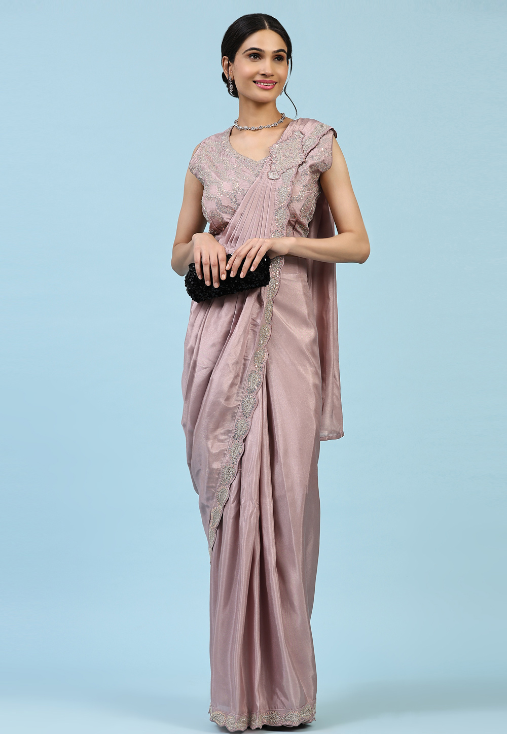 Lavender Satin Silk Designer Saree 267856
