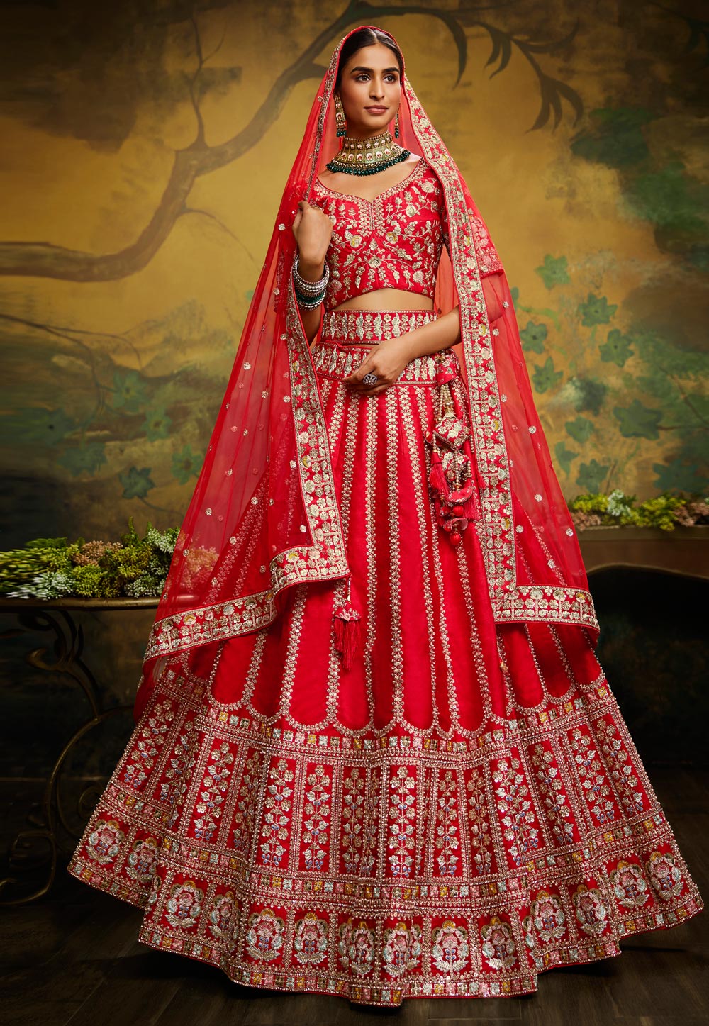 Red Silk Bridal Lehenga Choli 268052