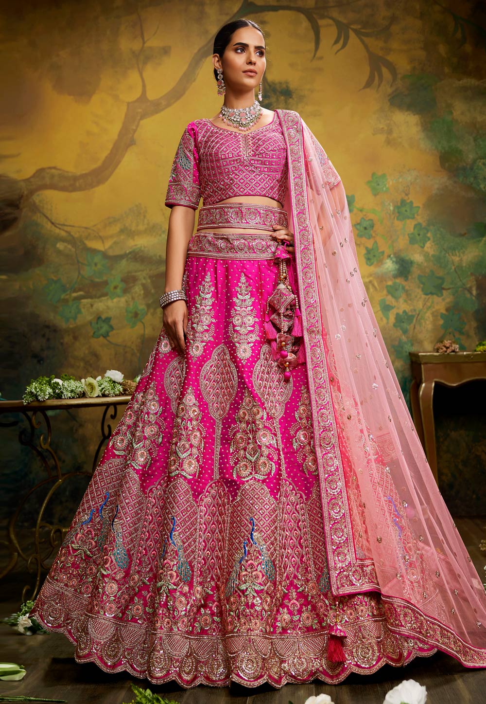 Pink Silk Circular Lehenga Choli 268040