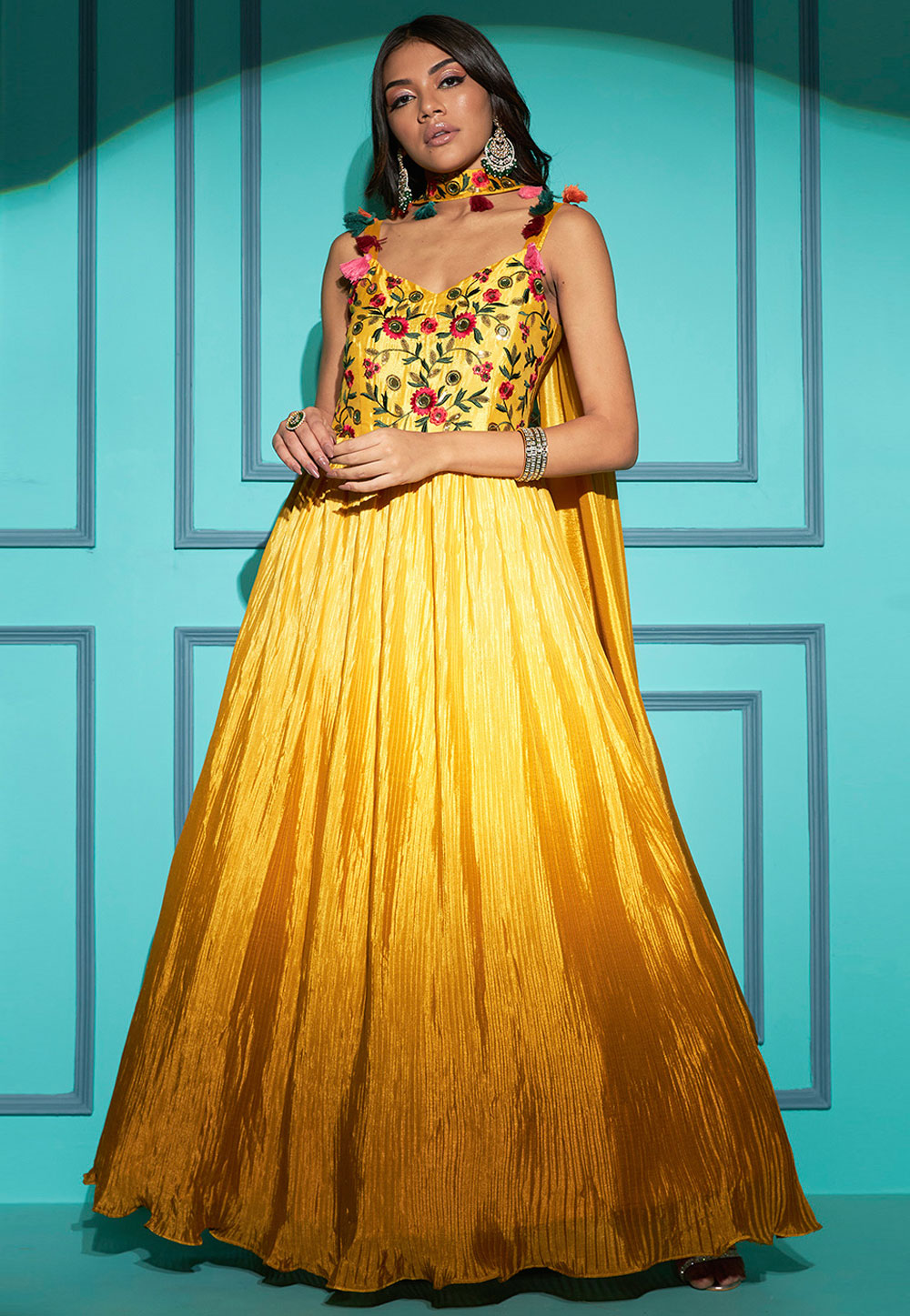 Yellow Chinon Gown 268244