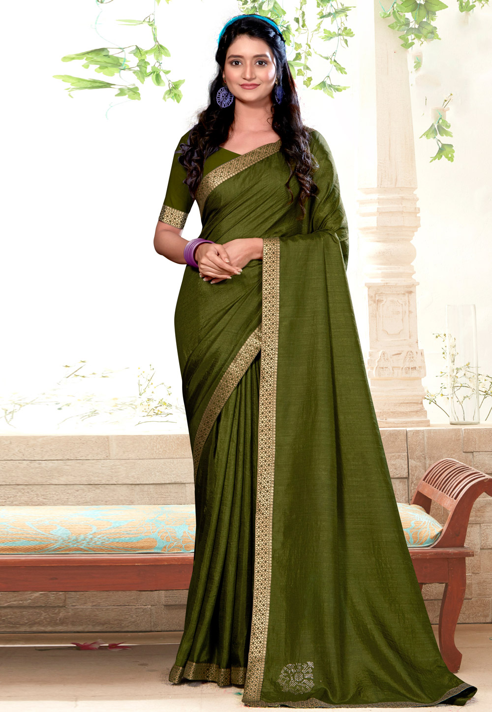 Buy Traditional Silk Saree In Mehandi Green Color Online - SARV08268 |  Andaaz Fashion