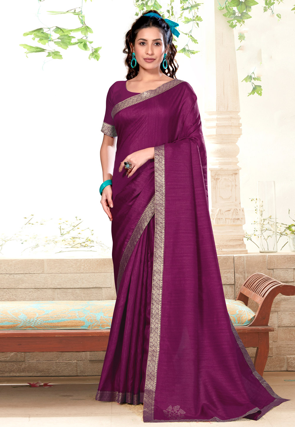 Purple Silk Saree With Blouse 268298