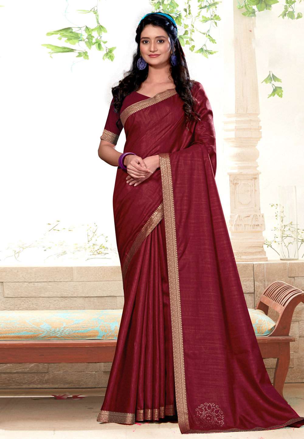 Maroon Silk Saree With Blouse 268301