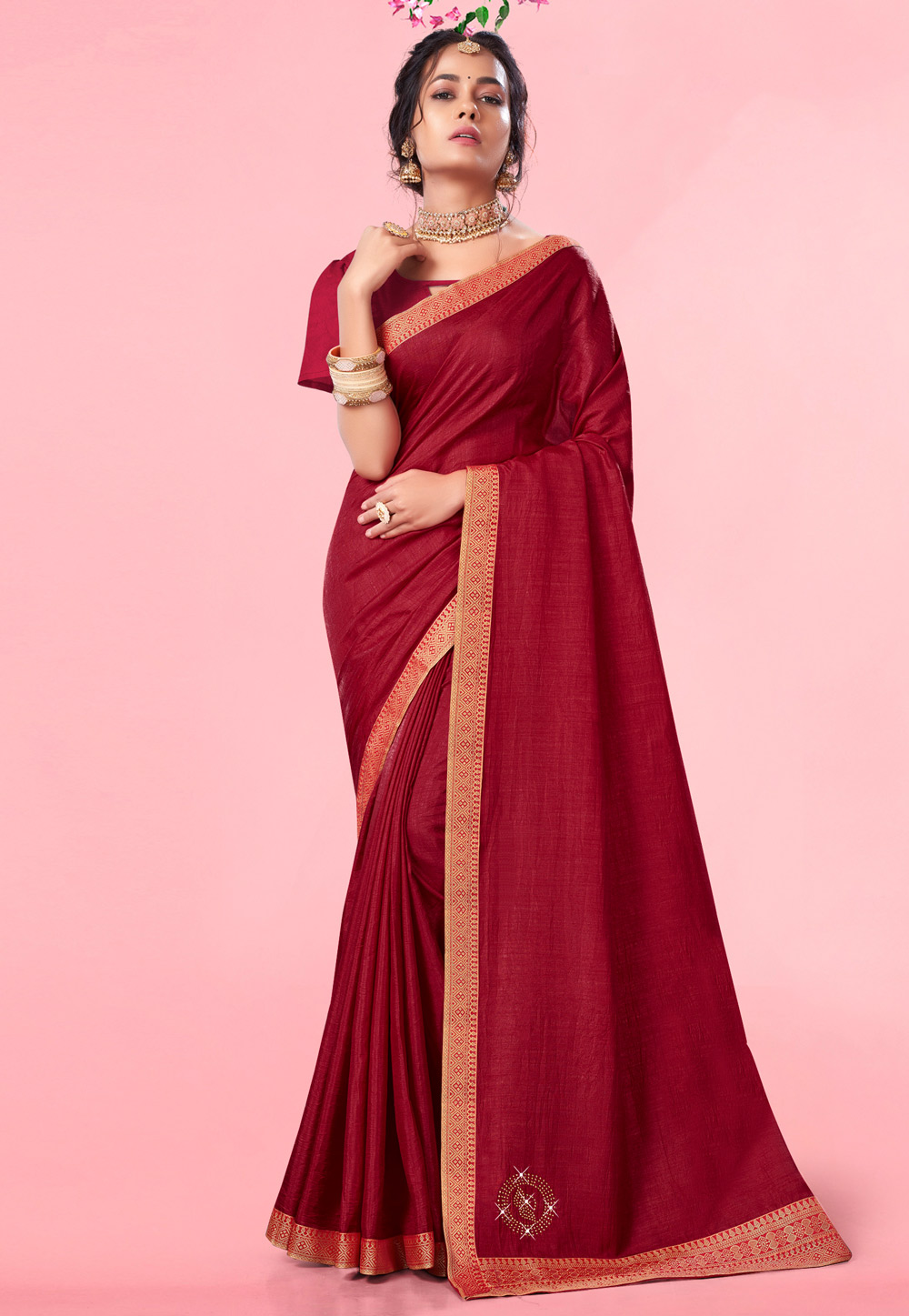 Maroon Silk Saree With Blouse 268305