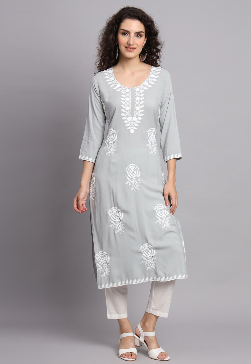 Grey Rayon Long Tunic 268631