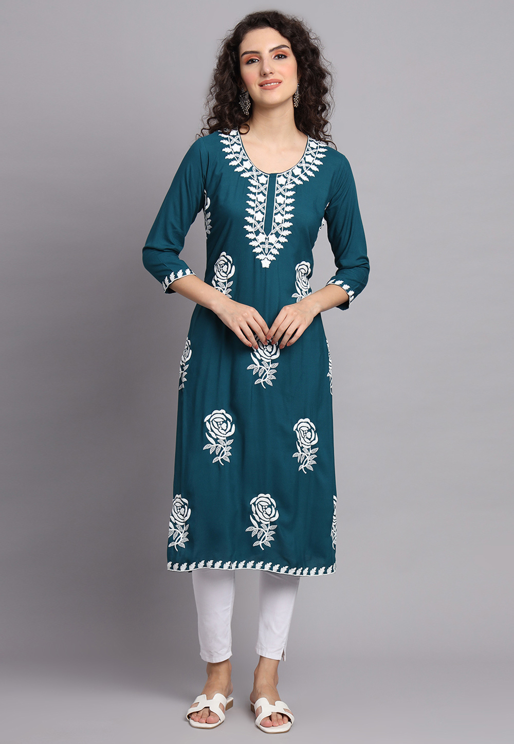 Teal Rayon Long Tunic 268633