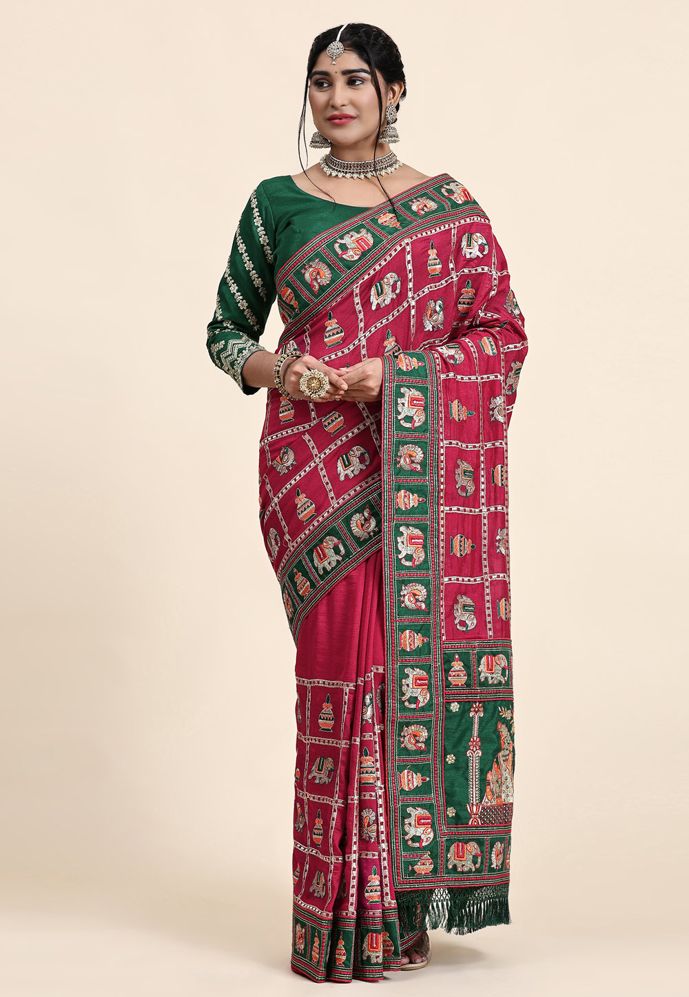 Magenta Silk Saree With Blouse 269090
