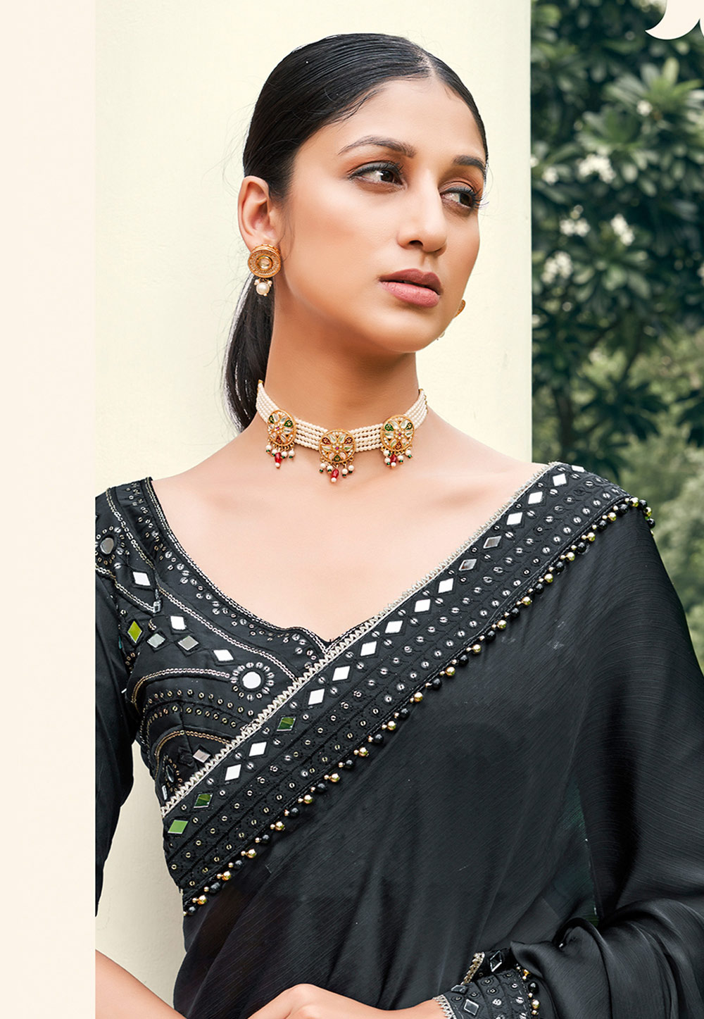 Black Chiffon Party Wear Saree 144198 | Party wear sarees, Saree designs,  Party wear sarees online