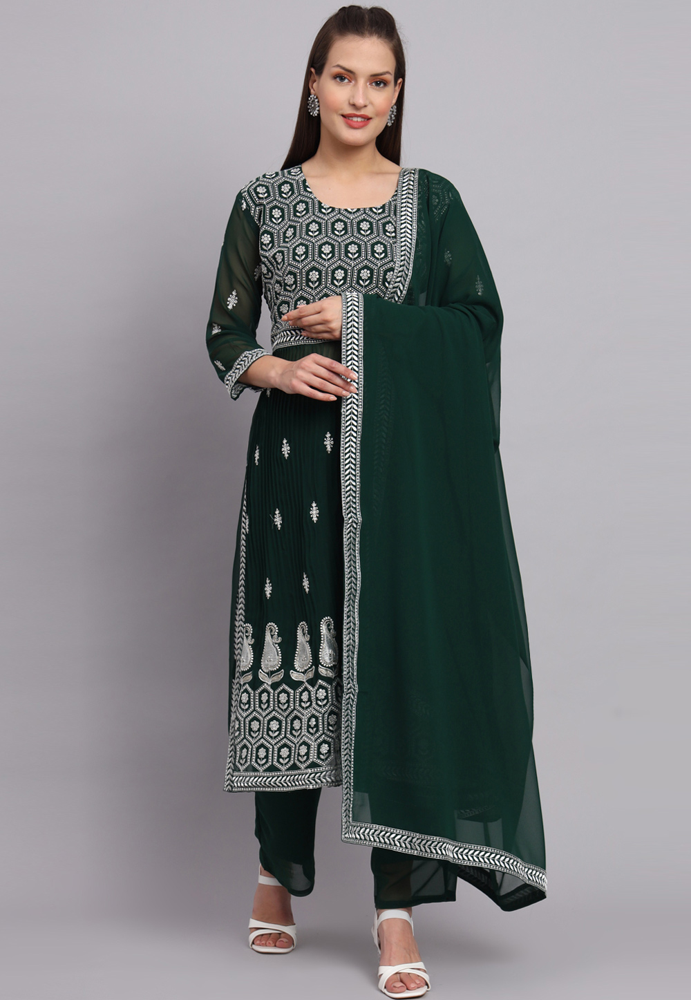 Green Georgette Readymade Pakistani Suit 269910