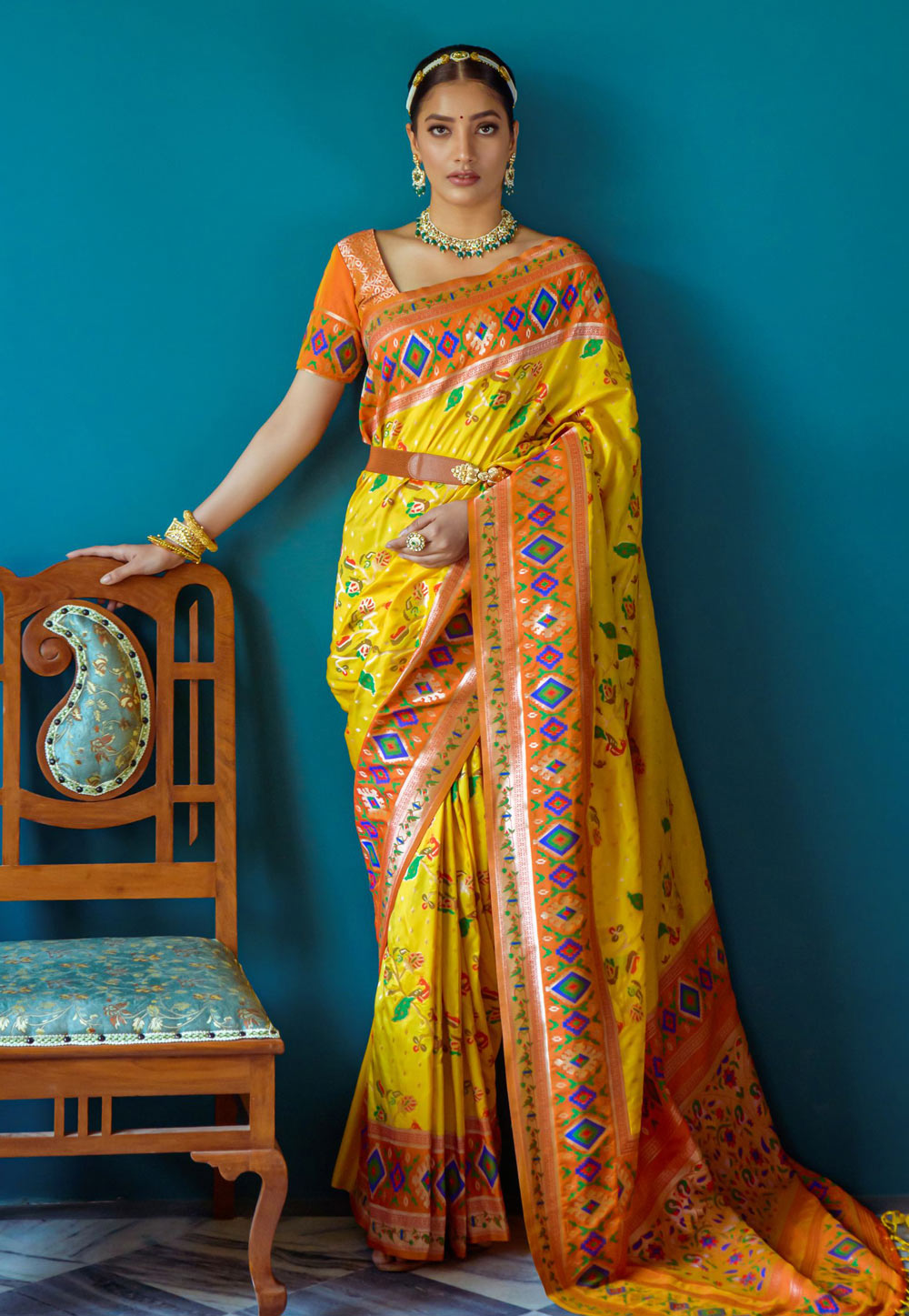 Yellow Banarasi Silk Saree With Blouse 269916