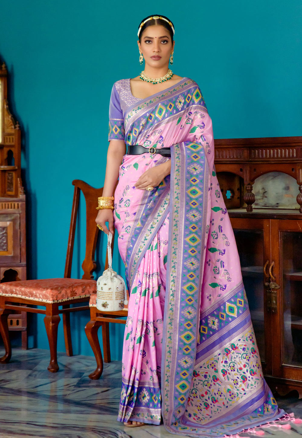 Pink Banarasi Silk Saree 269919
