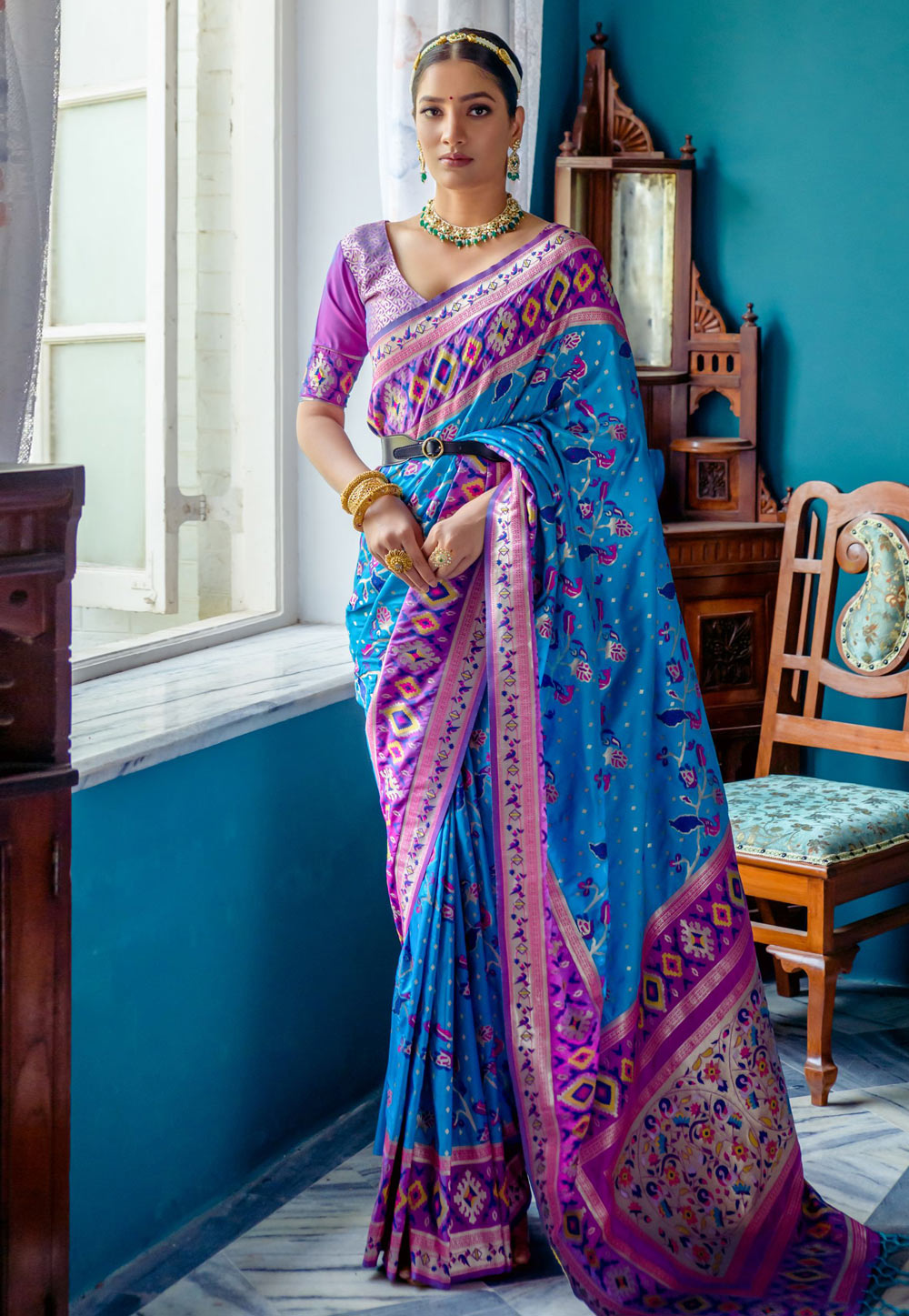 Blue Banarasi Silk Saree With Blouse 269922