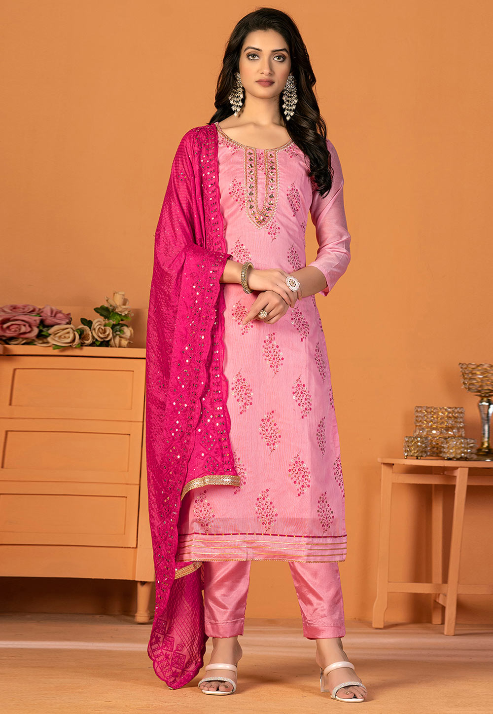 Pink Silk Pant Style Suit 270207