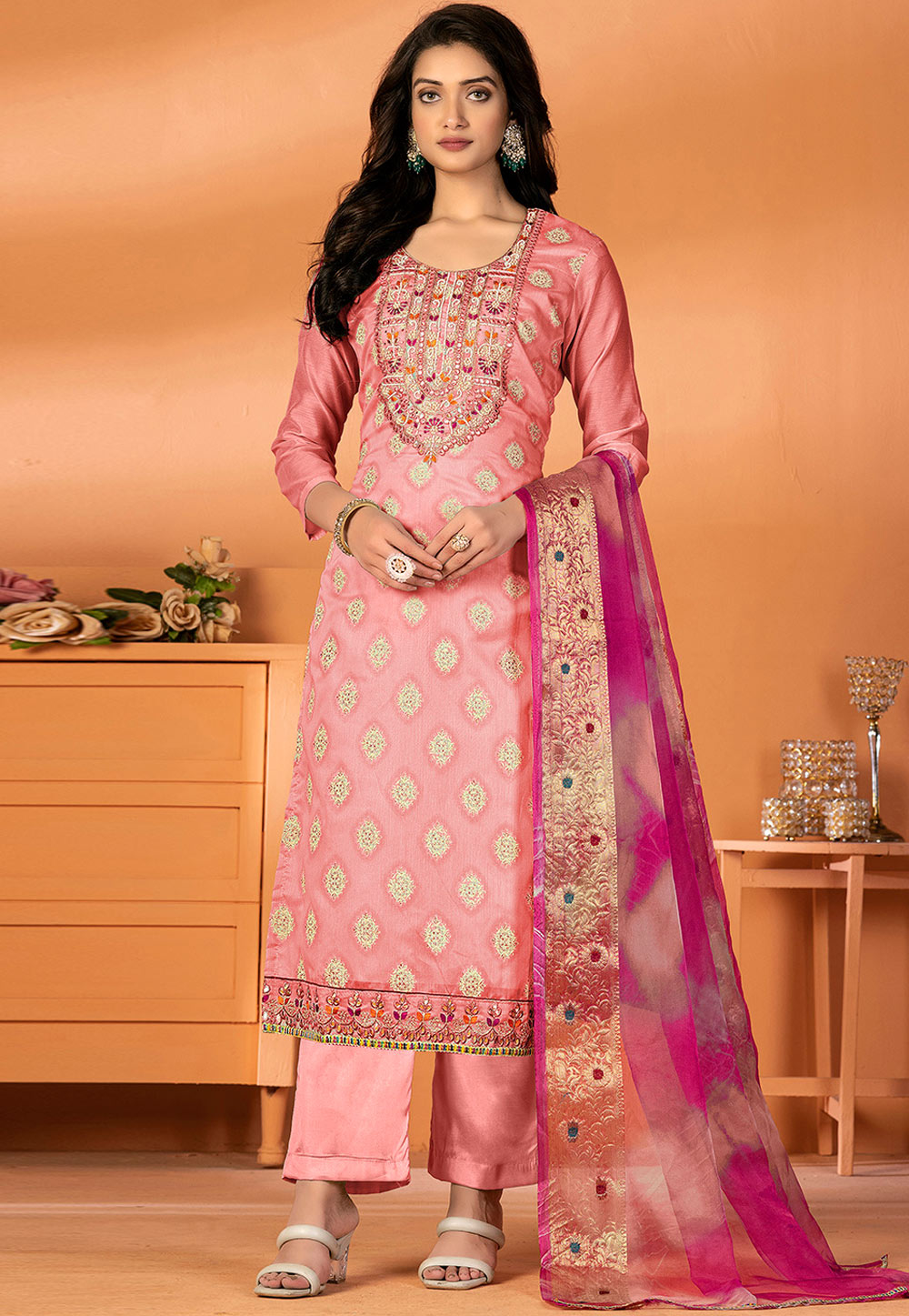 Pink Silk Pant Style Suit 270211