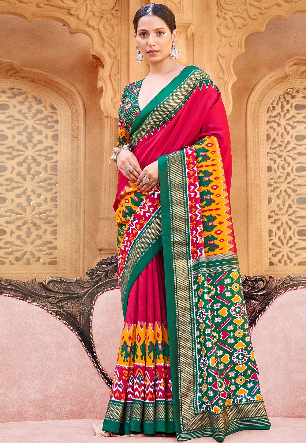Magenta Cotton Silk Saree With Blouse 270351