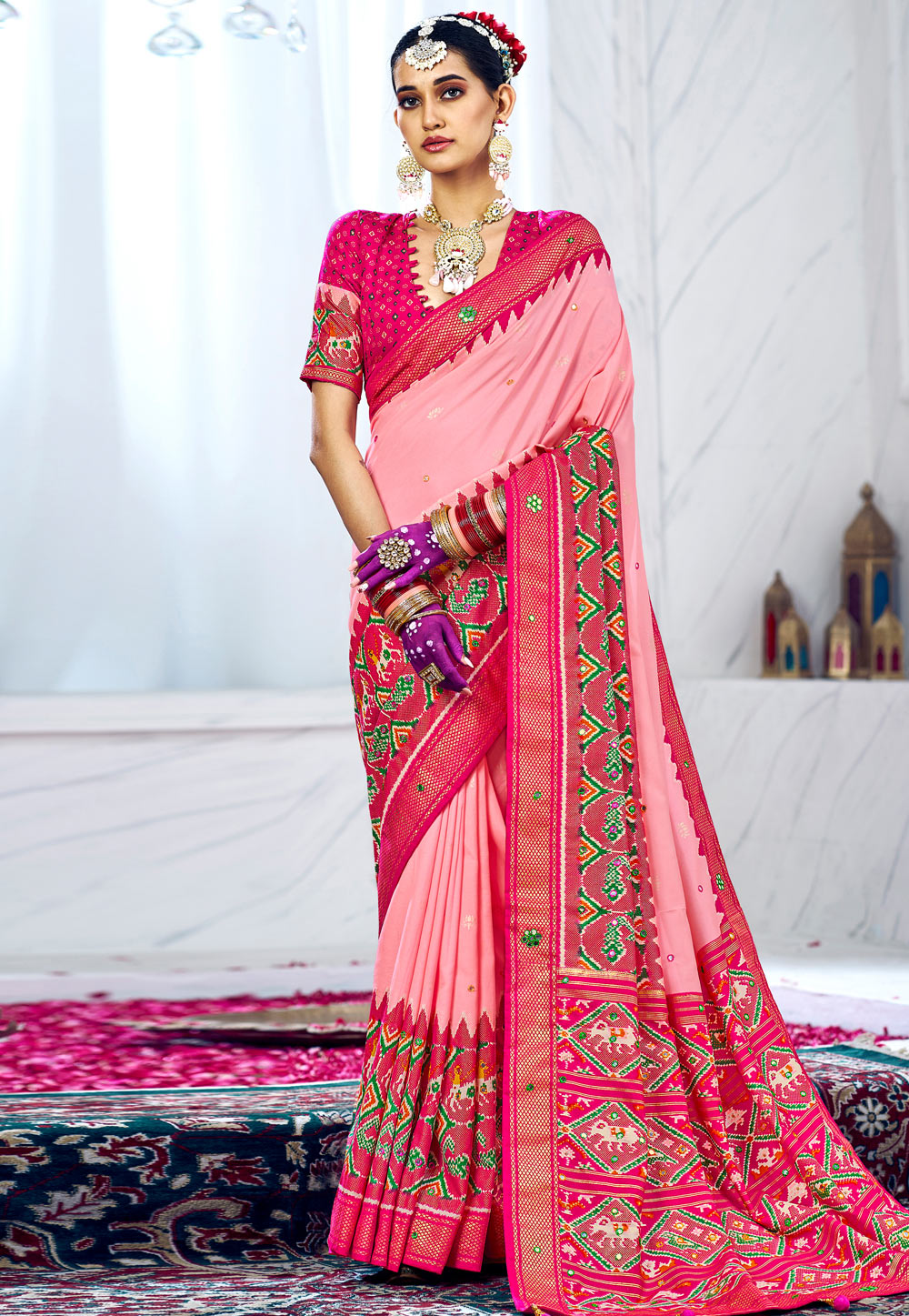 Light Pink Cotton Silk Saree With Blouse 270353