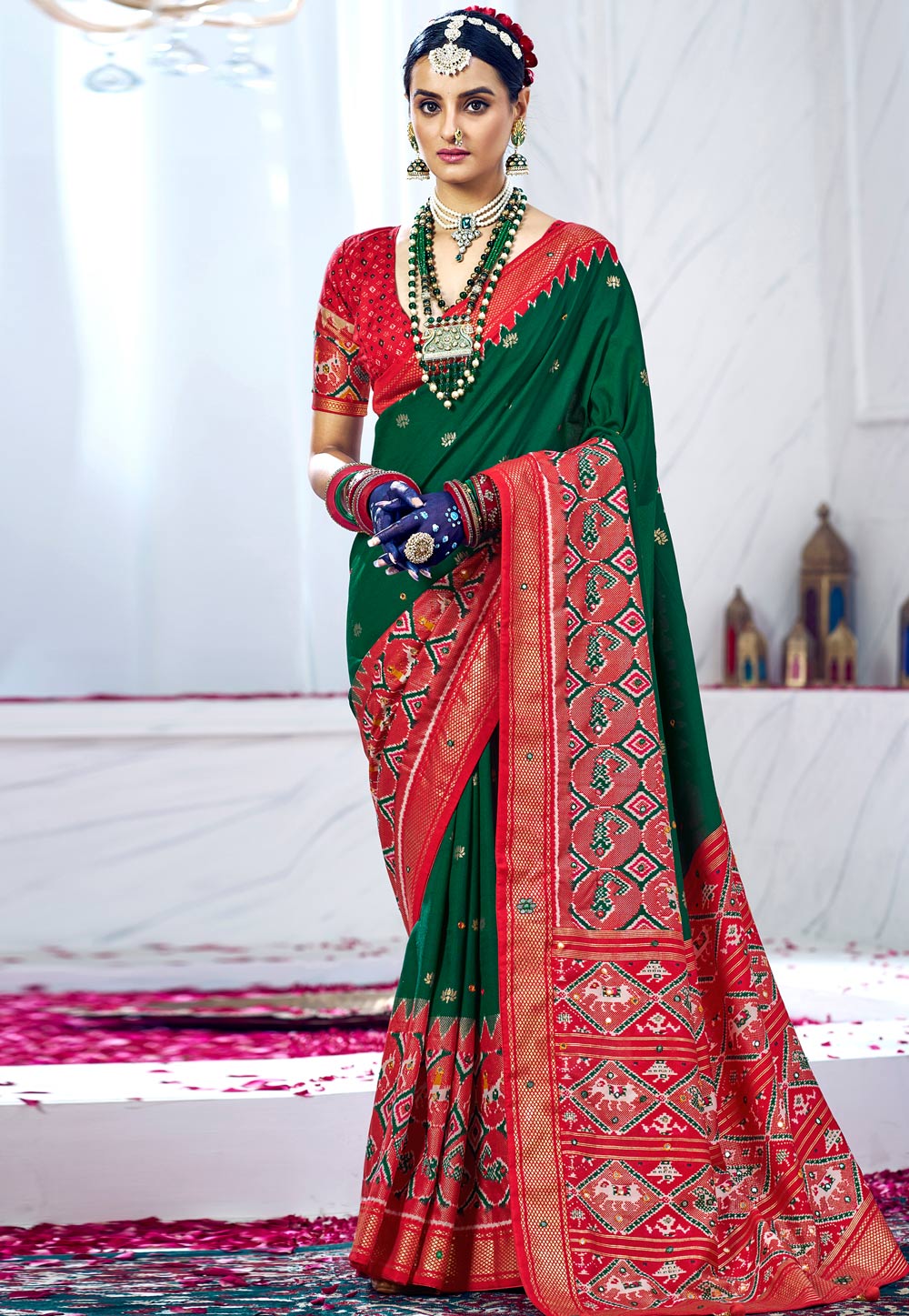 Green Cotton Silk Saree With Blouse 270355