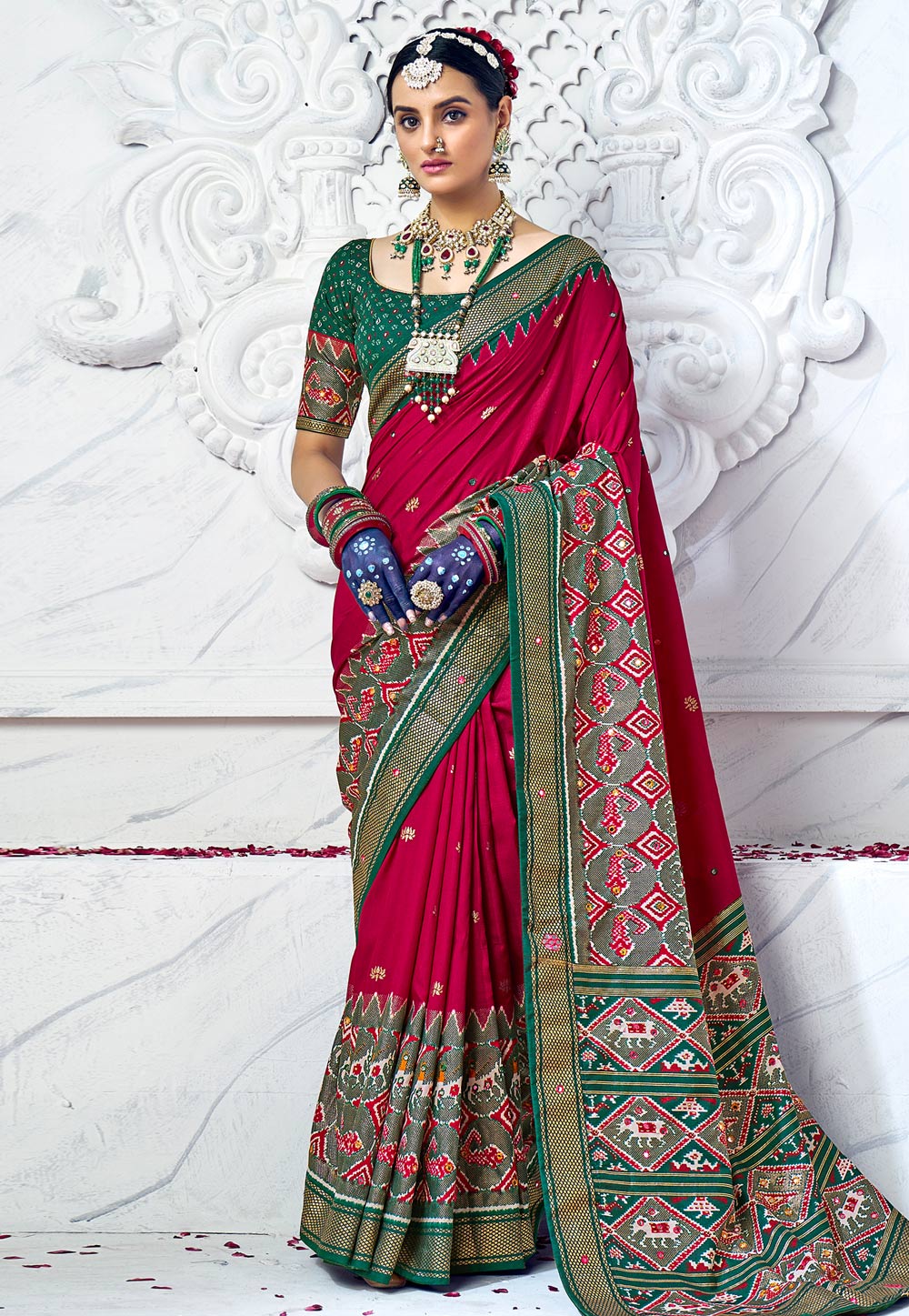 Magenta Cotton Silk Saree With Blouse 270359