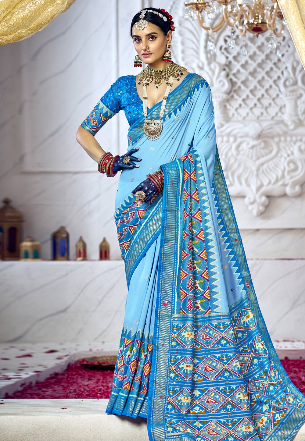 Sky Blue Linen Cotton Sarees|Shop Now Linen Embroidery Silk Saree  Online|Jhakhas – jhakhas.com