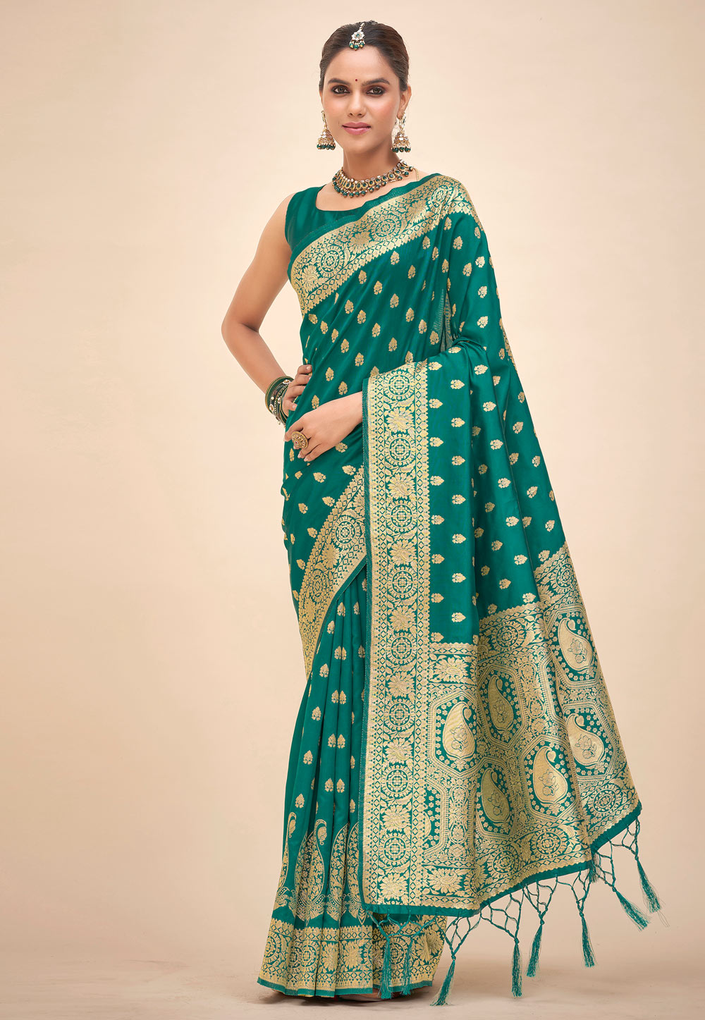 Teal Banarasi Silk Saree 270369