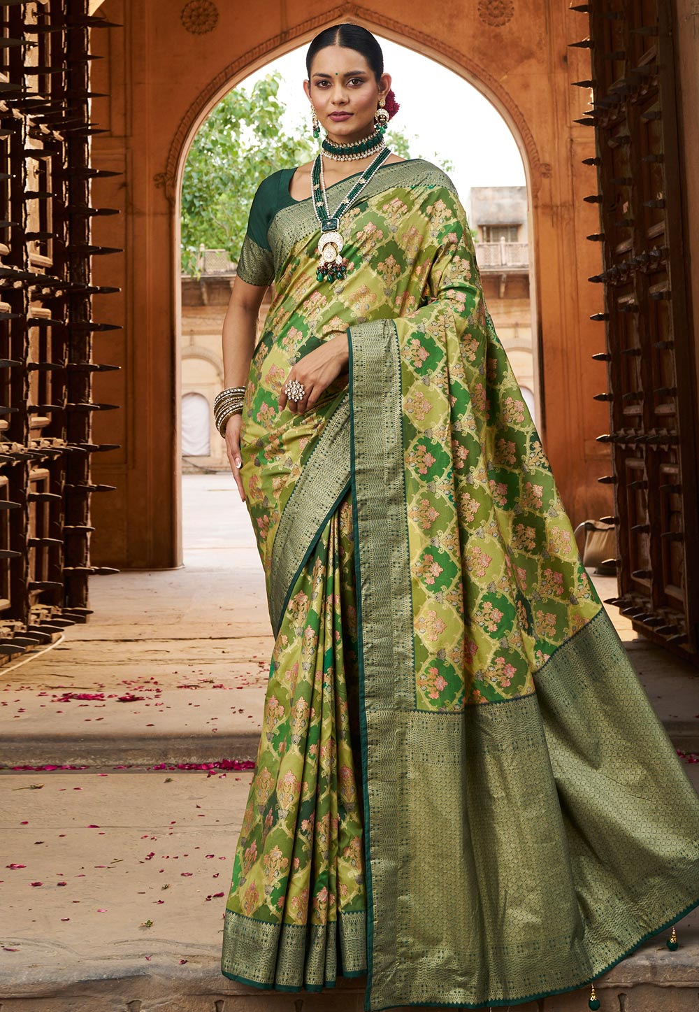 Light Green Cotton Silk Saree With Blouse 270374