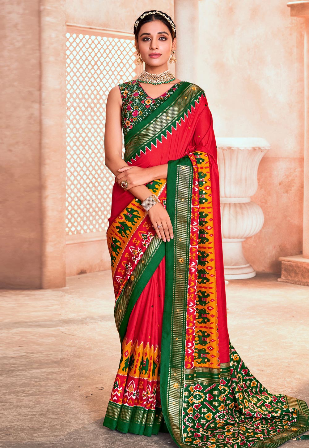 Red Cotton Silk Saree With Blouse 270510