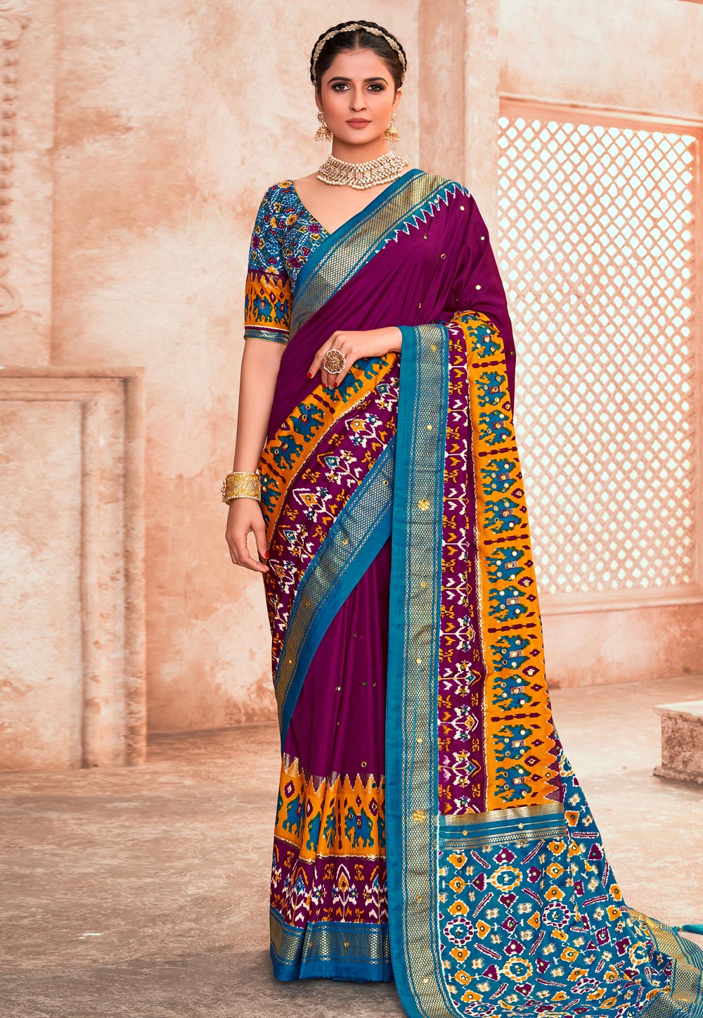 Purple Cotton Silk Saree With Blouse 270516