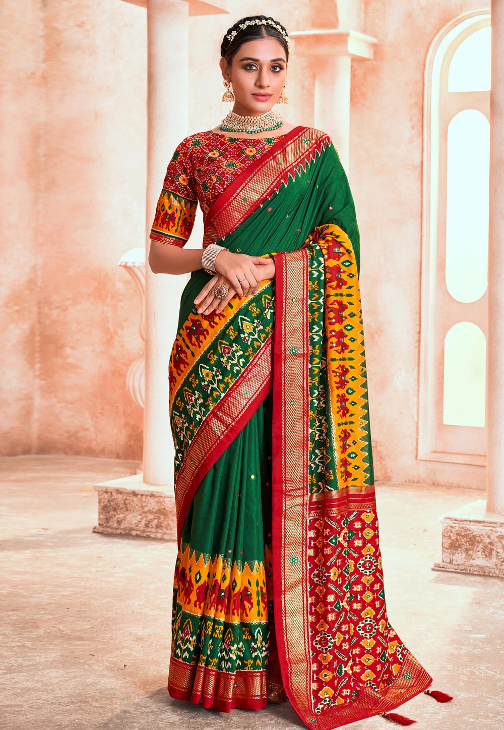 Green Cotton Silk Saree With Blouse 270517