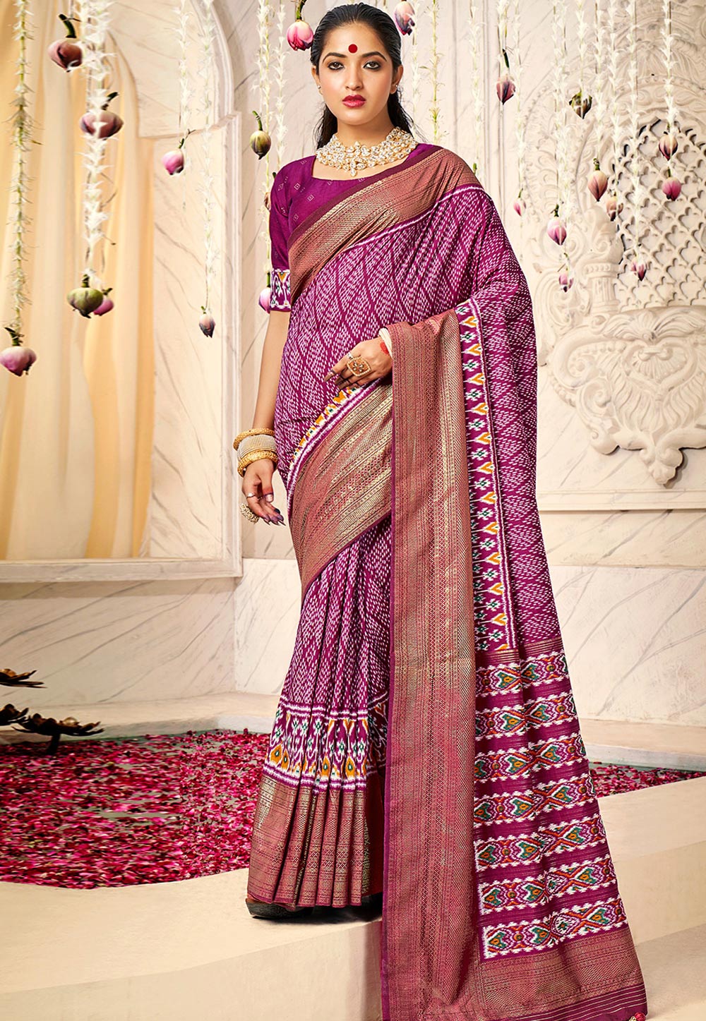Purple Cotton Silk Saree With Blouse 270524
