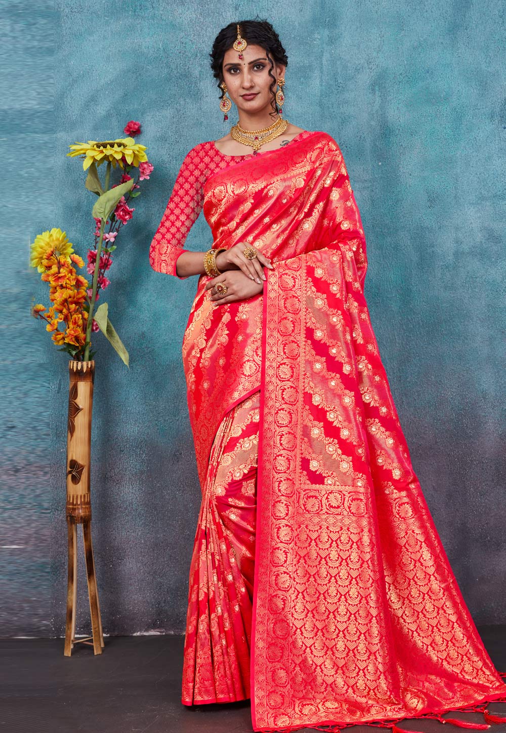 Red Banarasi Silk Saree 270783