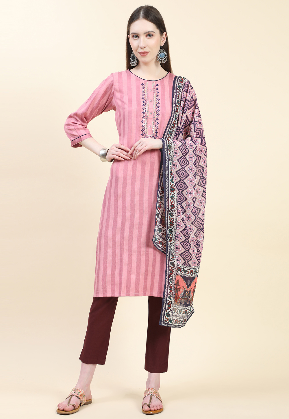 Pink Viscose Readymade Pakistani Suit 271128