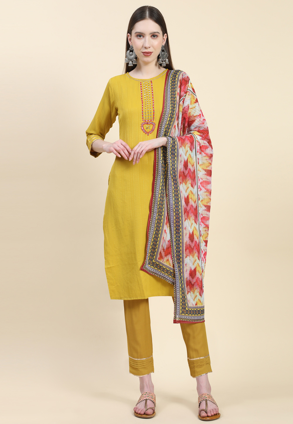 Mustard Viscose Readymade Pakistani Suit 271130